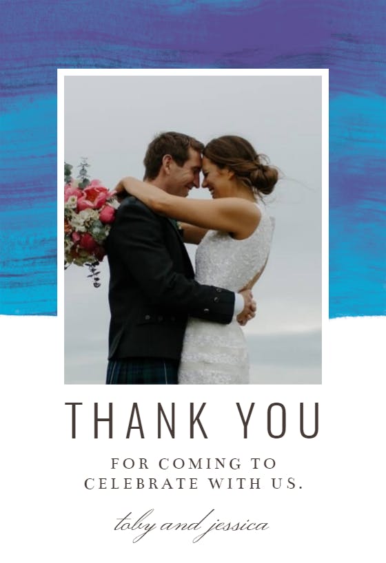 Colorful paint brushes - wedding thank you card